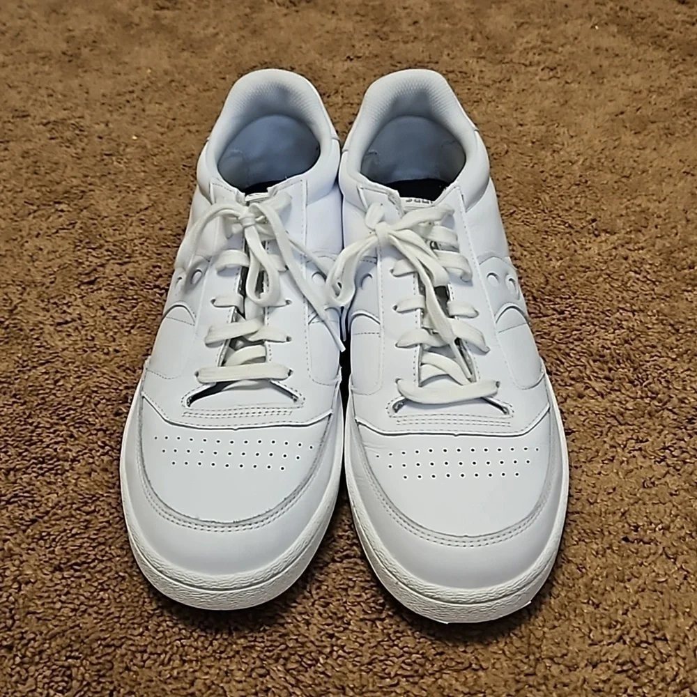 Saucony Men's Jazz Court Sneaker Low, White/ White Gum Sole, Size 13